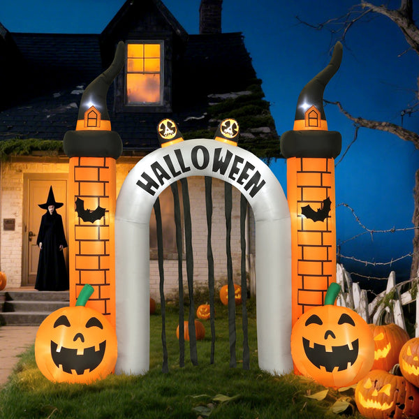 Aufblasbarer Halloween-Eingangsbogen mit LED-Beleuchtung, 322 cm hoch