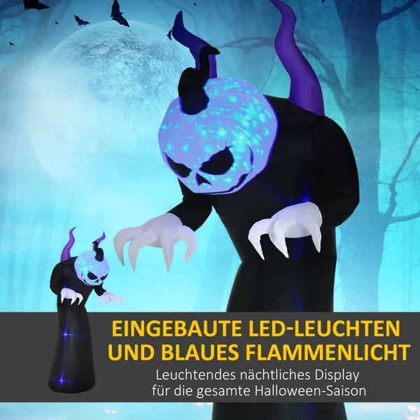 Aufblasbare Halloween-Dekoration – Kürbisgespenst mit LED-Beleuchtung, 210cm