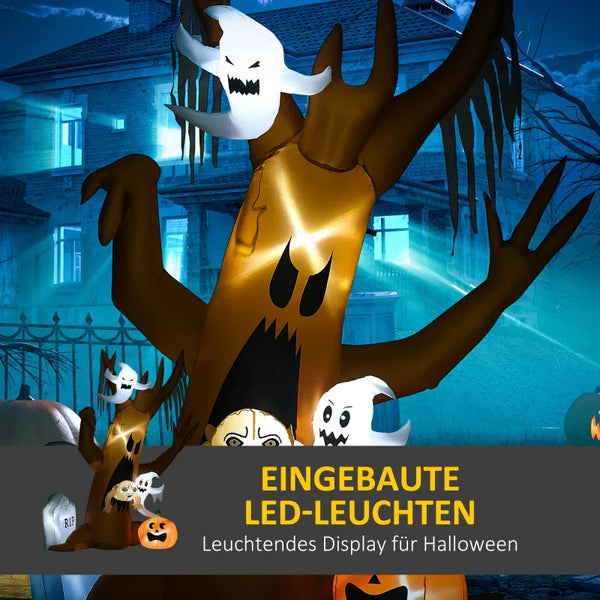Aufblasbare Halloween-Dekoration – Geisterbaum mit LED-Beleuchtung & Figuren, 240 cm
