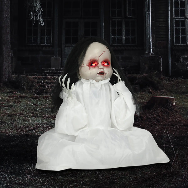 Halloween Dekoration Geisterpuppe 60 cm mit LED-Lichter Soundfunktion