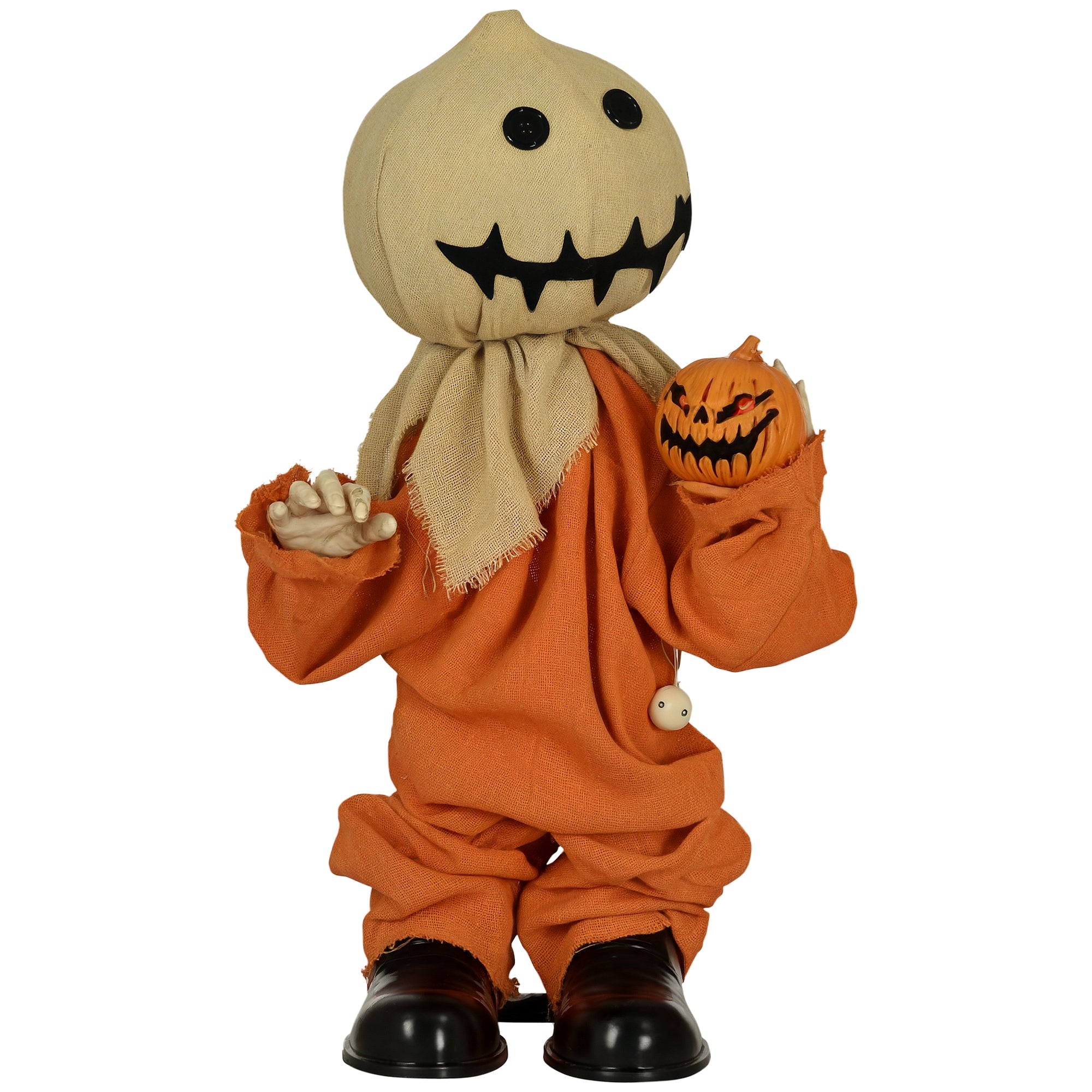 Animierte Halloween-Dekoration – Vogelscheuche mit Bewegung, Sound & LED, 77 cm