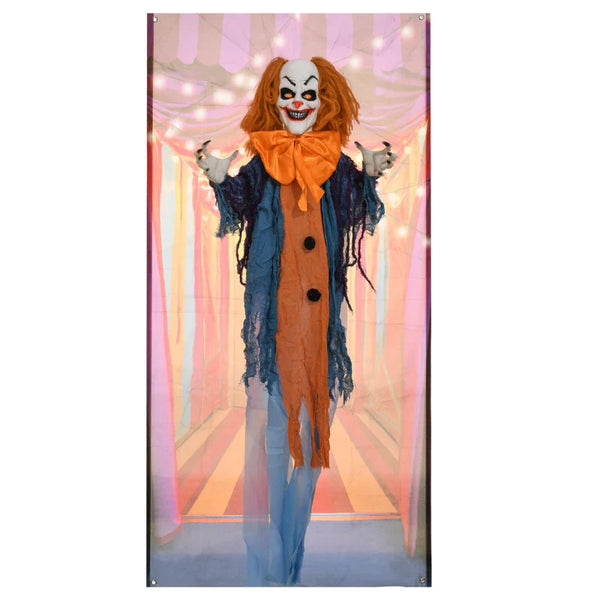 Animierte Halloween-Dekoration – Grusel-Clown mit Sound, LED & Bewegung, 168 cm
