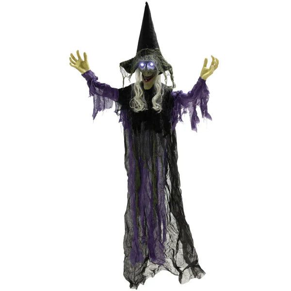 Animierte Halloween-Dekoration – Lebensgroße Hexe mit Sound & LED, 183 cm