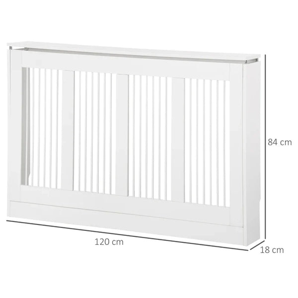 Heizkörperabdeckung mit Lamellendesign & Ablagefläche – Weiß, 120 cm
