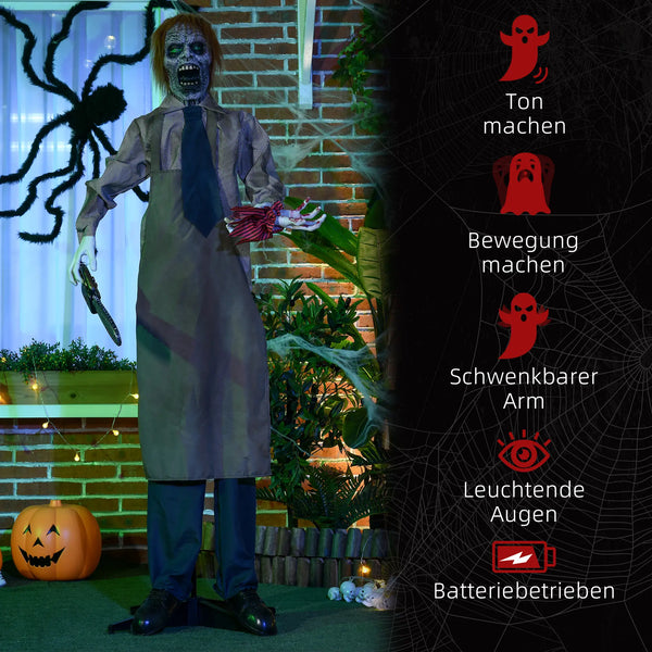 Animierte Halloween-Dekoration – Kettensägenmörder mit Sound & LED, 170 cm