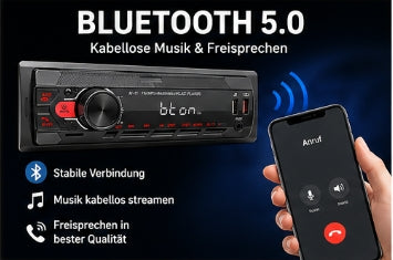 FM-Autoradio 1-DIN mit neuester Technik 45W USB SD TF Aux Bluetooth Freisprechen und FM Empfang