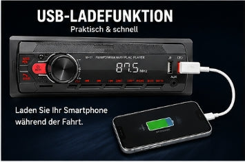 FM-Autoradio 1-DIN mit neuester Technik 45W USB SD TF Aux Bluetooth Freisprechen und FM Empfang