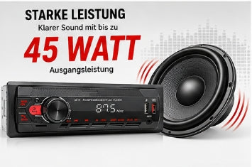 FM-Autoradio 1-DIN mit neuester Technik 45W USB SD TF Aux Bluetooth Freisprechen und FM Empfang