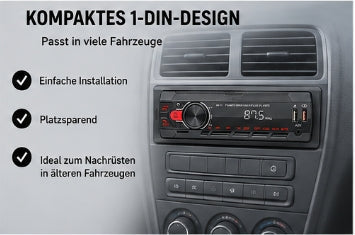 FM-Autoradio 1-DIN mit neuester Technik 45W USB SD TF Aux Bluetooth Freisprechen und FM Empfang