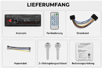 FM-Autoradio 1-DIN mit neuester Technik 45W USB SD TF Aux Bluetooth Freisprechen und FM Empfang