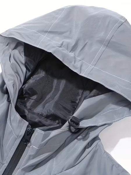 Reflektierende Lebensretter-Kapuzenjacke – winddicht, ideal für Nachtfahrten, Outdoor und urbane Streetwear Jacke