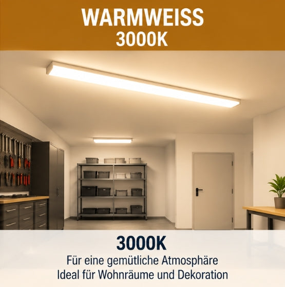Neu: Deckenleuchte LED 40 Watt (Wie 400 Watt alte Röhren) 120 cm (3 Ausführungen), Bürolampe, Garage, Werkstatt.