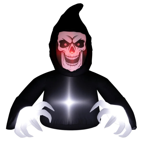 Aufblasbare Halloween-Dekoration – Aufblasbarer Sensemann mit LED-Beleuchtung, 180 cm)