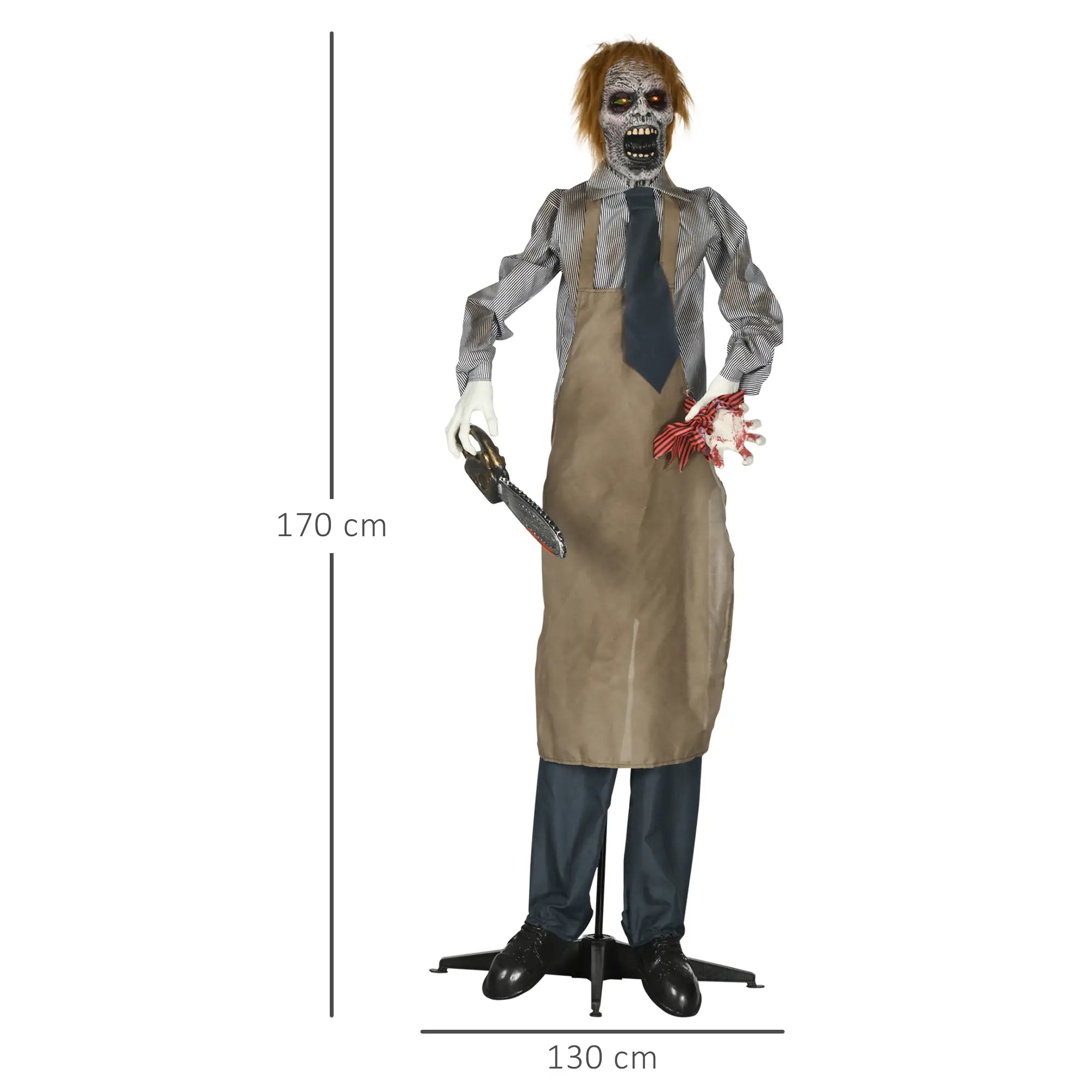Animierte Halloween-Dekoration – Kettensägenmörder mit Sound & LED, 170 cm