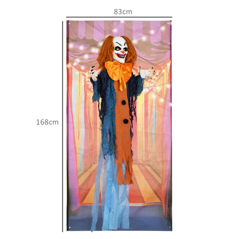 Animierte Halloween-Dekoration – Grusel-Clown mit Sound, LED & Bewegung, 168 cm