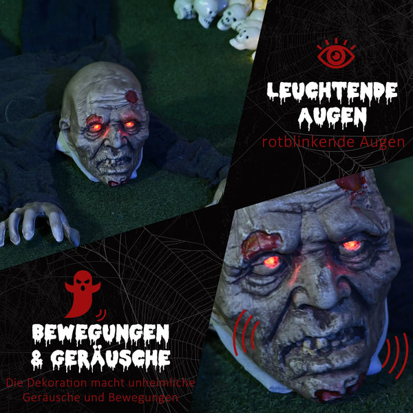 Halloween Dekoration heulender, kriechender Zombie 159 cm LED-Lichter Soundfunktion
