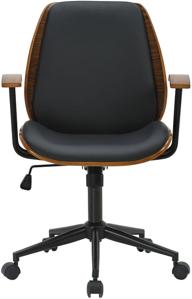 Bürostuhl ALON, Walnuss-Holz, Leder schwarz