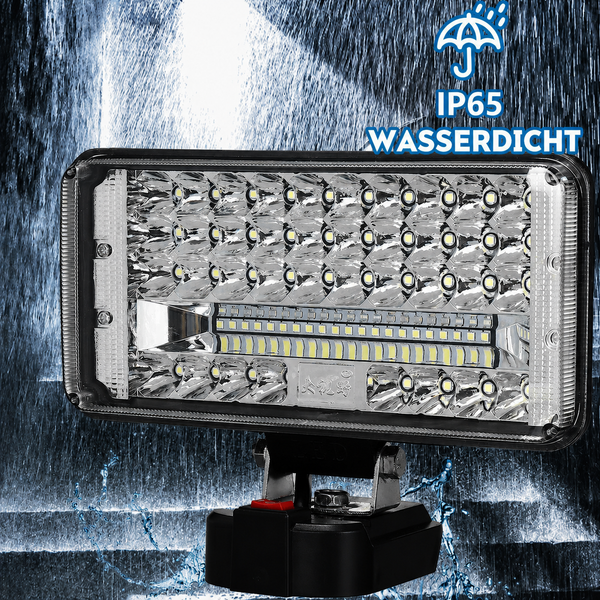 Extrem helle professionelle Akku-LED-Arbeitsleuchte 7 Zoll – 59 LEDs / 180 W. Passend zu unseren Akkus.