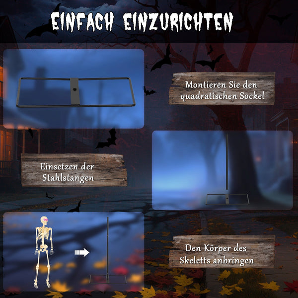 Animierte Halloween-Dekoration – Skelett mit LED-Augen, Sound & Bewegung, 152 cm