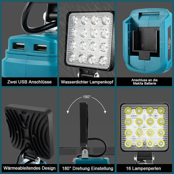 Sonderposten Plus: Akku-Kettensäge 4 und 6 Zoll. PLUS BAUSTRAHLER (Aufpreis 10,- €). Inkl. 2 Li-Ion-Akkus und Ladestation.