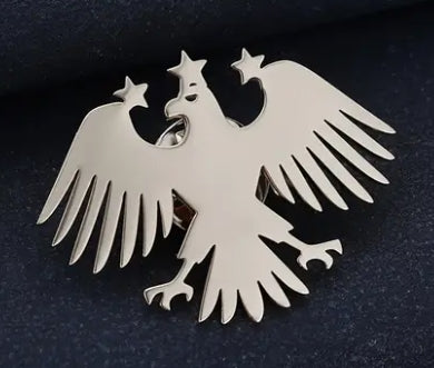 Brosche, Anstecker individualisiert. Silber. Ca. 4 cm Breite. Gefertigt nach Ihrem Firmenlogo oder Text. Wir setzen es für Sie um!