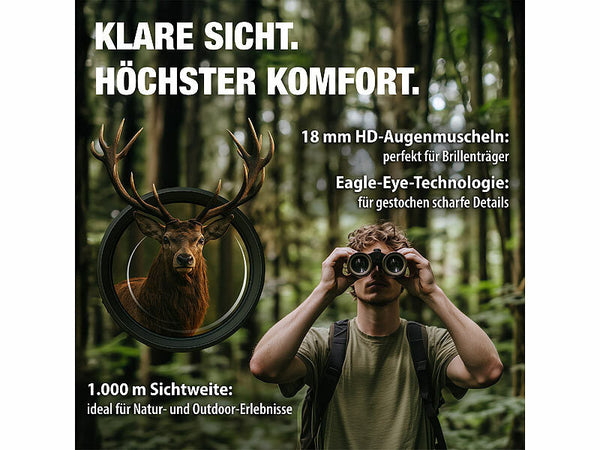 Fernglas und Fernglas für Landschaftsfotografie Eagle Eye-Technologie für gestochen scharfe Sicht - auch für Brillenträger