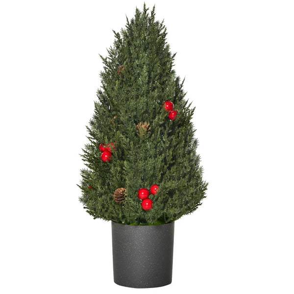 Mini-Weihnachtsbaum mit roten Beeren und Tannenzapfen – 47 cm