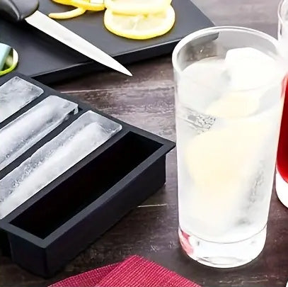 Coole Drinks, edle Form: 4er-Silikon-Eiswürfelform für extra lange Eiswürfel
