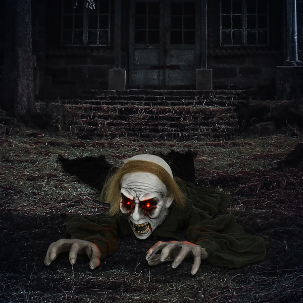 Halloween Dekoration kriechender Zombie 167 cm  LED-Lichter Soundfunktion