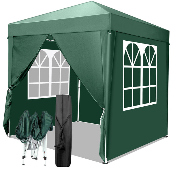 Faltpavillon wasserdicht. Pop Up. Mit 4 Seitenteilen. 2x2 Meter. Gartenzelt. Partyzelt. UV50+ Schutz. Einfaches Faltsystem.