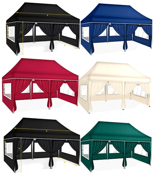 Faltpavillon wasserdicht. Pop Up. Mit 6 Seitenteilen. 3x6 Meter. Gartenzelt. Partyzelt. UV50+ Schutz. Einfaches Faltsystem.