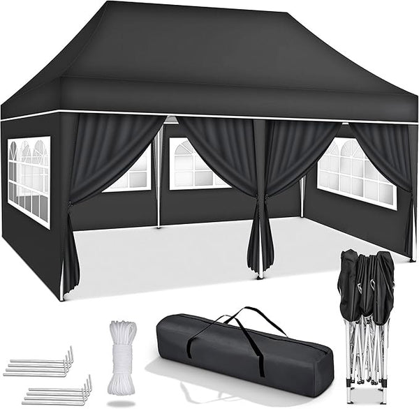 Faltpavillon wasserdicht. Pop Up. Mit 6 Seitenteilen. 3x6 Meter. Gartenzelt. Partyzelt. UV50+ Schutz. Einfaches Faltsystem.
