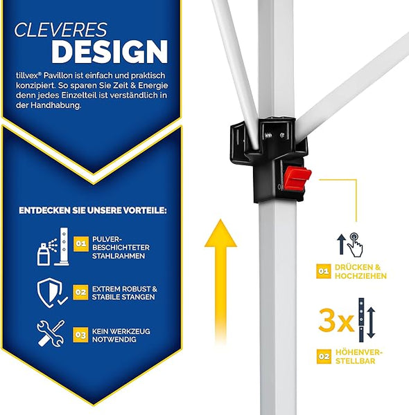 Faltpavillon wasserdicht. Pop Up. Mit 6 Seitenteilen. 3x6 Meter. Gartenzelt. Partyzelt. UV50+ Schutz. Einfaches Faltsystem.