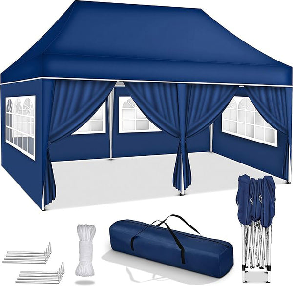 Faltpavillon wasserdicht. Pop Up. Mit 6 Seitenteilen. 3x6 Meter. Gartenzelt. Partyzelt. UV50+ Schutz. Einfaches Faltsystem.