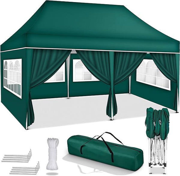 Faltpavillon wasserdicht. Pop Up. Mit 6 Seitenteilen. 3x6 Meter. Gartenzelt. Partyzelt. UV50+ Schutz. Einfaches Faltsystem.