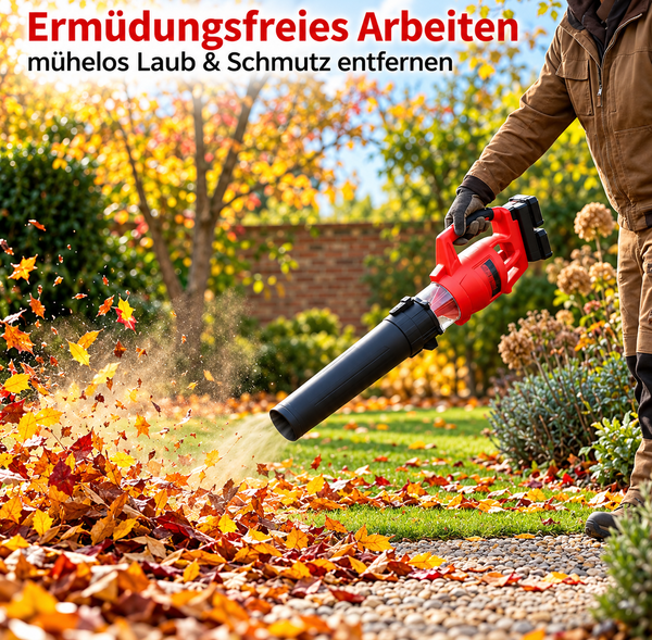 Akku Turbinen Laubbläser mit 40 Volt (2x 20V), 2x 2,0 Ah Lithium-Ionen Akku, 2 Stufen Drehzahlregulierung, hochwertiger Digital-Motor, Anti-Vibrationsgriff, incl. Akkus und Schnell-Ladegerät