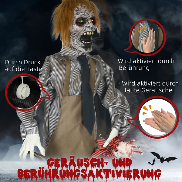 Animierte Halloween-Dekoration – Kettensägenmörder mit Sound & LED, 170 cm