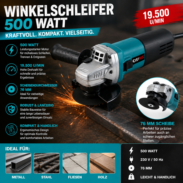 Kraftvoller Winkelschleifer 125 mm – 710 Watt für Werkstatt und Heimwerker