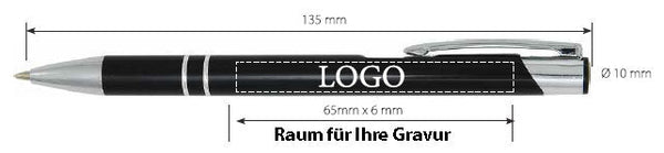 Ab 69 Cent: Kugelschreiber aus Vollmetall inklusive Druck Ihres Namens, Firma oder Logo. Muster gratis!