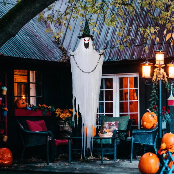 Animierte Halloween-Dekoration – Hängender Gefangenengeist mit Sound & LED, 204 cm