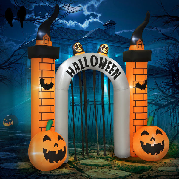 Aufblasbarer Halloween-Eingangsbogen mit LED-Beleuchtung, 322 cm hoch