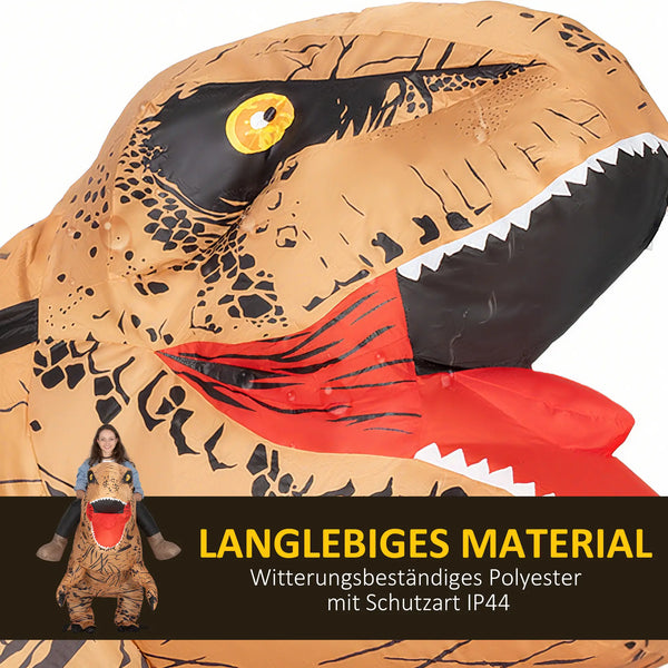 Aufblasbares Dinosaurier-Kostüm für Erwachsene, 210 lang, 170 cm hoch