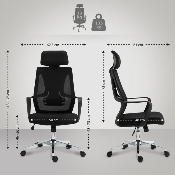 KAN ergonomischer und einstellbarer Chefsessel, Bürostuhl, Mesh-Stoff, schwitzfrei.