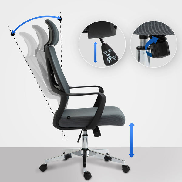 KAN ergonomischer und einstellbarer Chefsessel, Bürostuhl, Mesh-Stoff, schwitzfrei.