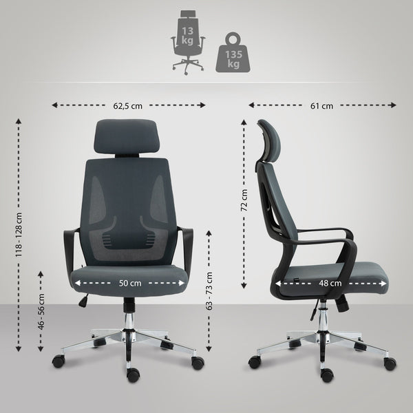 KAN ergonomischer und einstellbarer Chefsessel, Bürostuhl, Mesh-Stoff, schwitzfrei.
