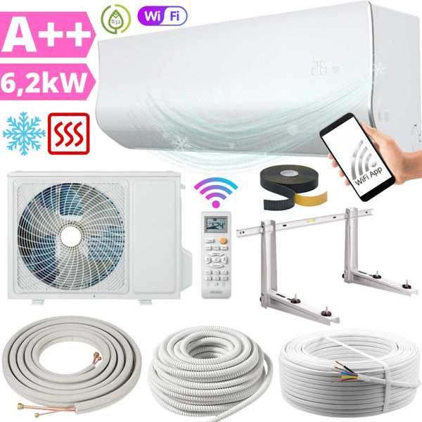 Split Klimaanlage 24000 BTU Klimagerät mit Wandhalterung. WLAN. Vorbefüllt.