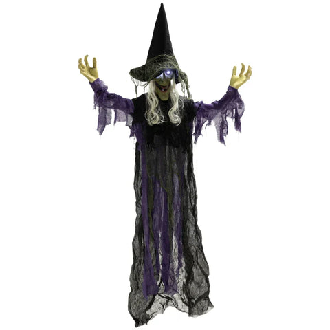 Animierte Halloween-Dekoration – Lebensgroße Hexe mit Sound & LED, 183 cm