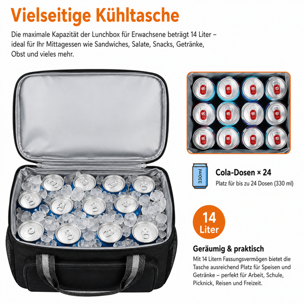 Designer-Kühltasche 14 Liter – Hält Getränke kalt. Auch mit Kühl-Akkus zu verwenden.