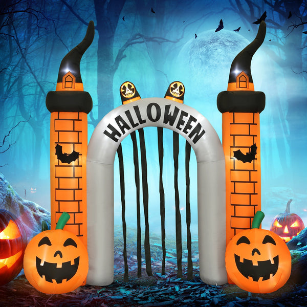 Aufblasbarer Halloween-Eingangsbogen mit LED-Beleuchtung, 322 cm hoch