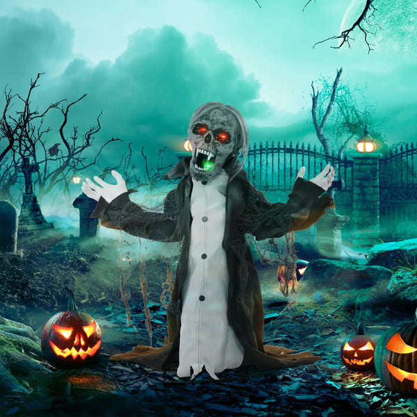Halloween Dekoration erschreckender Zombie 102 cm LED-Lichter und Soundfunktion